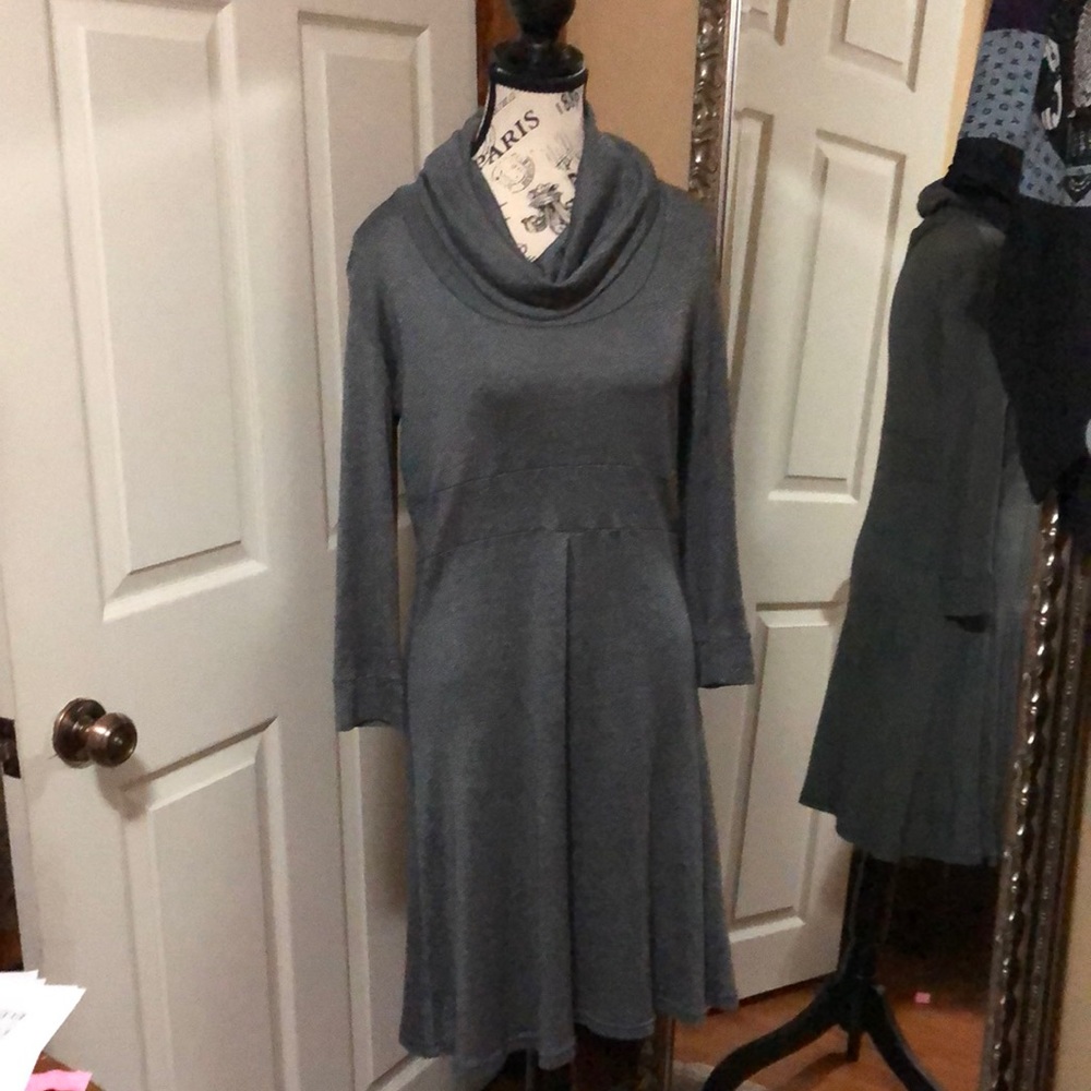 Anthropologie Michael Stars  Gray Cowell Neck Stretch Dress Size Fits Most ECU